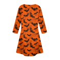 thumbnail image 6 of WTOBBY Women's Fashionable V-Neck Halloween Printed Dress with Button Detail and 3/4 Sleeve Pockets - Stylish and Functional Dress for Women,Ginger XL, 6 of 6