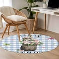 thumbnail image 5 of Blue Plaid Groundhog 3ft Area Rug, Spring Floral Butterfly Botanical Washable Non-Slip Small Round Rugs for Entryway Bedroom Kitchen, Soft Circle Carpet for Dining Room, Playroom Nursery Rug, 5 of 9