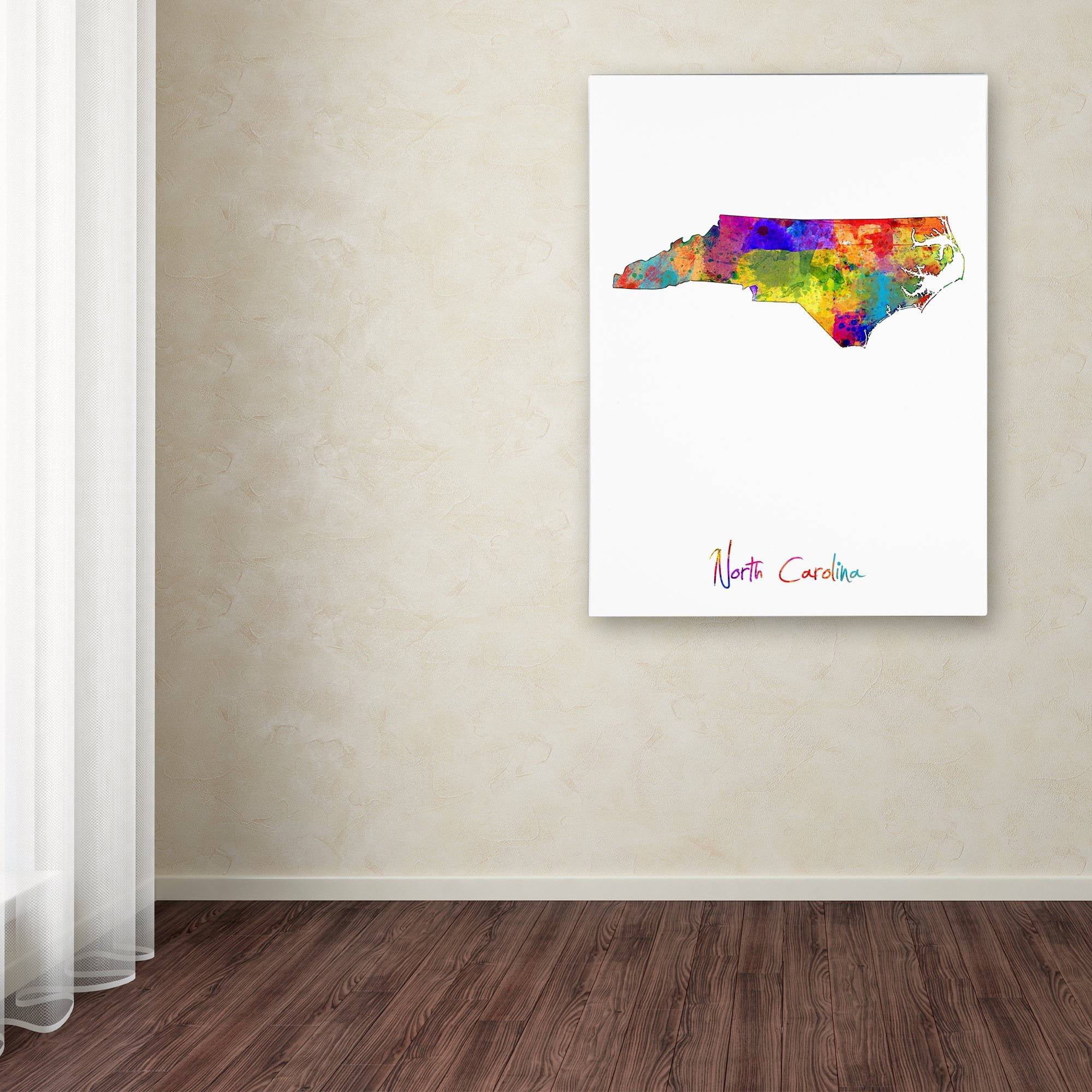 Trademark Fine Art "North Carolina Map" Canvas Art by Michael Tompsett