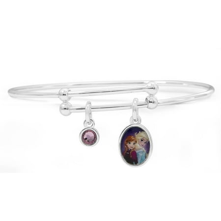 Disney Frozen Fine Silver-Plated Elsa & Anna Charm Bangle