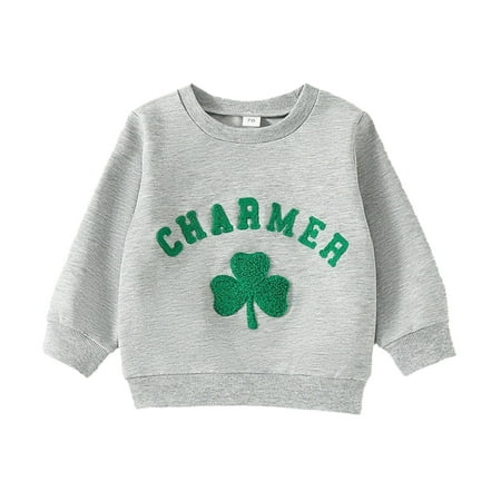 

KUNKASA Baby And Toddler Boys Crewneck Sweatshirts Kids Girls Long Sleeve St.Patric.K s Day T Shirt Letter Embroider Lightweight Cute Pullover Tops 3-6 Months