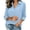 Light Blue, variant on Maplenight Button Down Shirts for Women 3/4 Sleeve Collared Shirt with Pocket Relaxed Fit Work Office Business Casual Tops