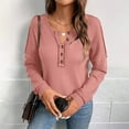 thumbnail image 5 of Maplenight Womens Lightweight T Shirts Waffle V Neck Button Long Sleeve Henley Tunic Tops Solid Loose Casual Pullover Blouses for Fall Winter, 5 of 8