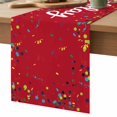 thumbnail image 5 of Red Birthday Table Runner 72 Inches Long,Colorful Confetti Ribbons Polka Dots Classroom Cotton Linen Table Runners Dresser Scarves,Fabric Tabletop Scarf Furniture Cover for Home Dinner Party 13"x72", 5 of 5