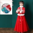 thumbnail image 2 of KAUOD Girls Chinese Dress Suits Cute Bow Embroidery New Years Traditional Pleated Dresses Kids Birthday Pageant Clothes, 2 of 4