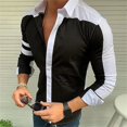 thumbnail image 1 of Camisa informal de rayas a cuadros para hombre, con solapas abotonadas, suave y cómoda, deportiva, de talla grande, 1 of 6