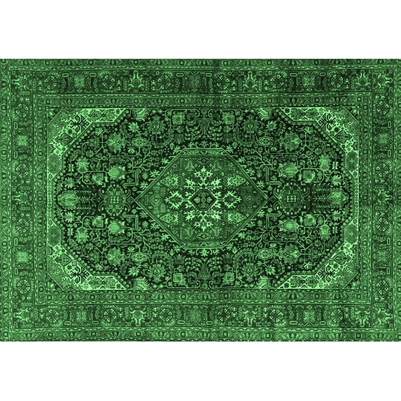 Ahgly Company Indoor Rectangle Medallion Emerald Green Traditional Area Rugs, 4' x 6'