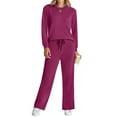 thumbnail image 4 of Fantaslook Two Piece Lounge Sets for Women Fall Outfits Long Sleeve Tops Wide Leg Pants Matching Sets Vacation Travel Outfits, 4 of 10