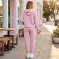 thumbnail image 6 of Dwellite Women's 2 Piece Outfits Fall Sweatsuits Oversized Hoodies Wide Leg Sweatpants Tracksuits Lounge Matching Sets Light pink L, 6 of 6