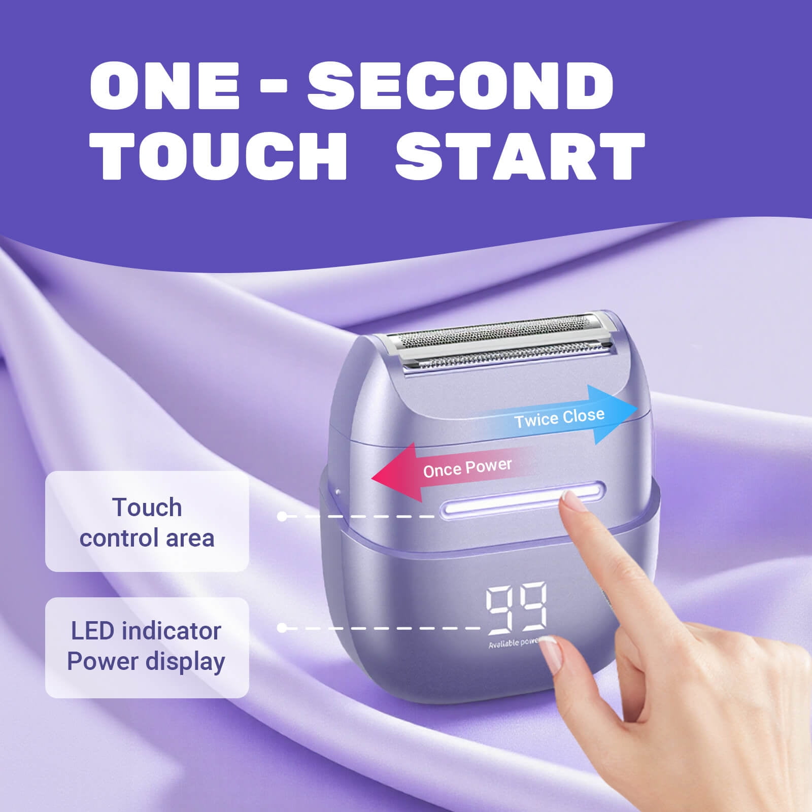 Mini & Portable Cordless Electric Shaver for Women with LED Display - Rechargeable - IPX6 Waterproof, Razor for Body, Face, Pubic & Leg