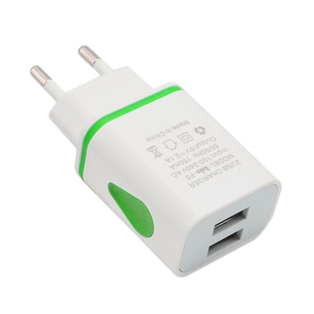 Teléfono Universal 2.1A 5V LED 2 Cargador USB Adaptador de carga de pared rápida Enchufe de EE. UU. / UE Cargador USB para iPhone para Samsung para HTC Tan Jianjun unisex
