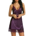 thumbnail image 4 of Avidlove Women Lingerie Satin Lace Chemise Nightgown Sexy Full Slips Sleepwear (Large, Dark Purple), 4 of 6