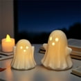 thumbnail image 4 of 2PCS LED Light Up Ceramic Ghost Decorations - Spooky Halloween Tabletop Decor with Warm White Glow - Hauntingly Beautiful Ghost Figurines for Indoor Halloween Party, 4 of 6