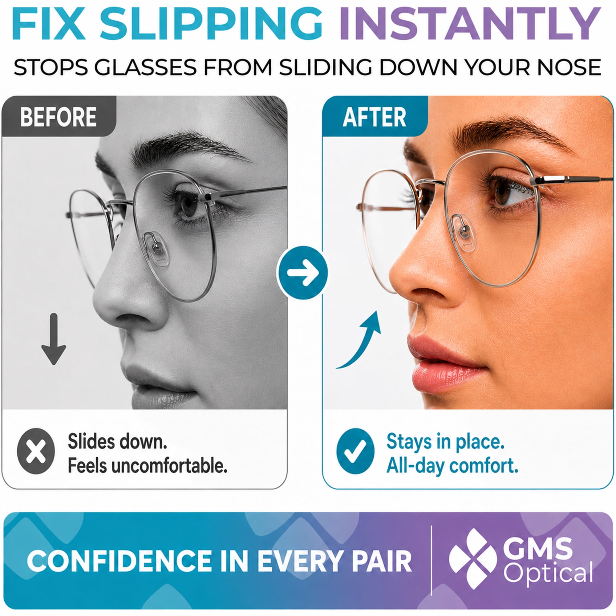 Screw-in Nose Pads 13mm D-Shape, 5 Pairs, Silicone Nose Pads for Glasses