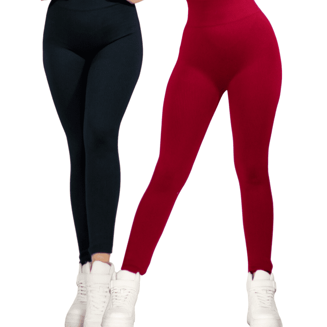 Set De 2 Leggings Casual o Deportivos Acampanados De Cintura Alta De Mujer En Color Sólido UNITALLA