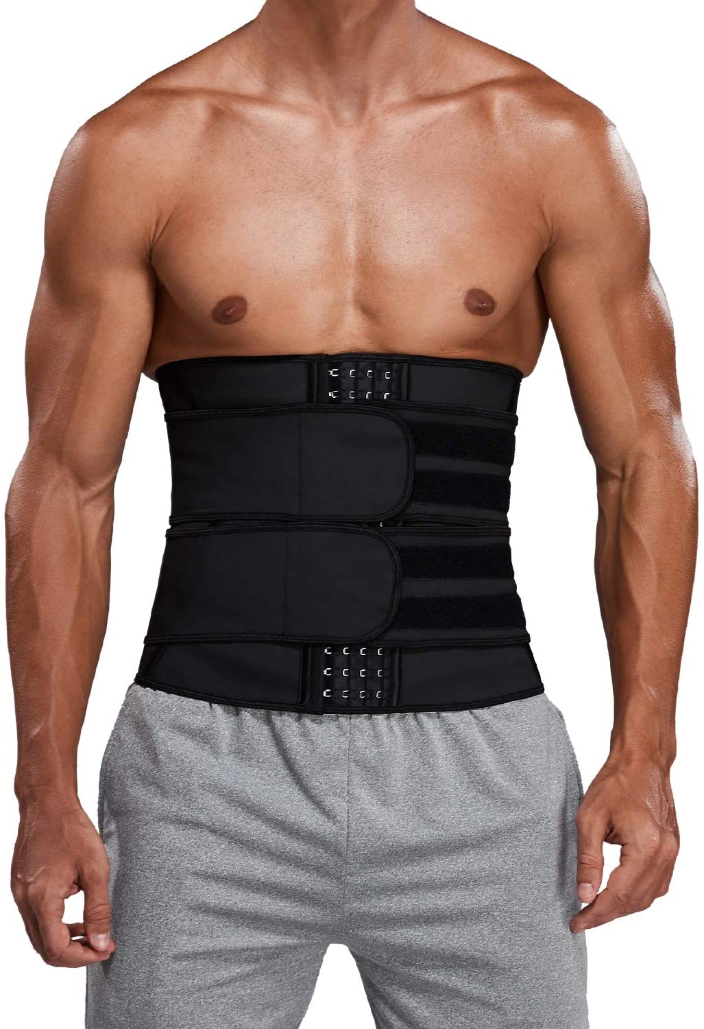 VASLANDA Sauna Waist Trimmer Belt Wide Men Workout Waist Trainer Sweat AB Belt with Adjustable Double Straps Weight Loss Back Support Neoprene Snug Fit Belly Belt Walmart
