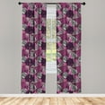thumbnail image 3 of Ambesonne Dahlia Curtains, Large Floral Petals Bud, Pair of 28"x84", Pale Pink Eggplant White, 3 of 5