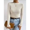 thumbnail image 3 of Women'S Waffle Knit Tops Long Sleeve Shirts Casual Slim Fitted Crew Neck Pullover Shirts  M, 3 of 7