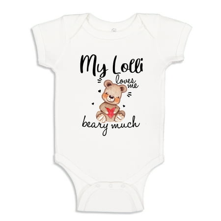 

My Lolli Loves Me Beary Much Baby Bodysuit One Piece 6 mo White