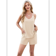 thumbnail image 2 of Summer Ladies Casual 2 Pieces Set Khaki M, 2 of 10