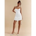 thumbnail image 5 of White Womens Backless Mini Dress With Cross-Back Tie Straps, Textured A-Line Fit For Party Or Date Night, 5 of 7