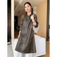 thumbnail image 2 of Gabardina de piel de oveja auténtica vintage para mujer, tendencia otoño invierno 2024, chaqueta larga de piel auténtica con capucha de alta gama, 2 of 5