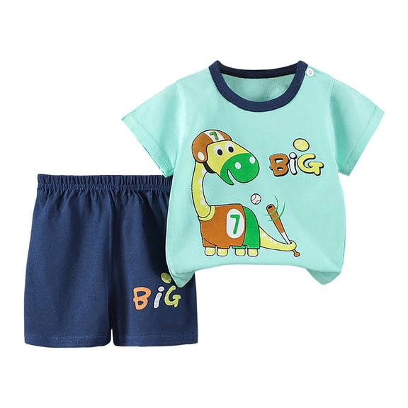 NIEWTR Toddler Baby Boy Girls Easter Outfit Bunny Carrot Short Sleeve T-Shirt Elastic Waist Shorts Set Summer 2Pcs Pajamas & Dailywear Set 3-6 Months,Mint Green