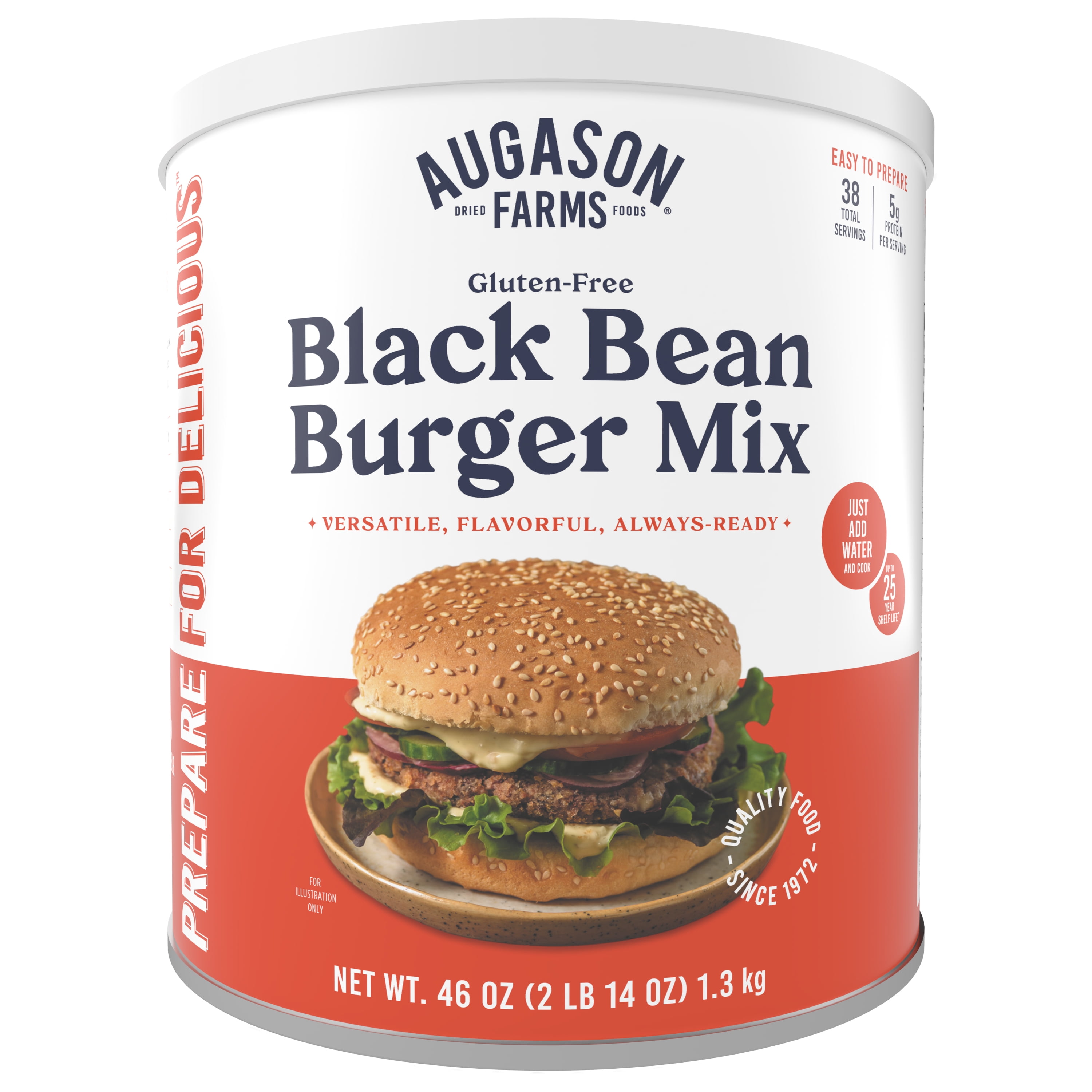 (3 pack) Augason Farms Black Bean Burger Mix Can, Certified Gluten Free, Emergency Food Supply, Everyday Meals, 38 Servings