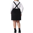 thumbnail image 3 of Agnes Orinda Women's Plus Size Suspender Skirt Adjustable Strap Pinafore Corduroy Overalls Dress Skirts with Pockets 1X Black, 3 of 6