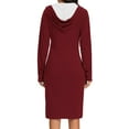 thumbnail image 4 of Cmfcve Women's Casual Dresses Long Sleeve Wrap Hooded Sweatshirt Dress V-Neck Pocket Travel Midi Dresses, 4 of 6