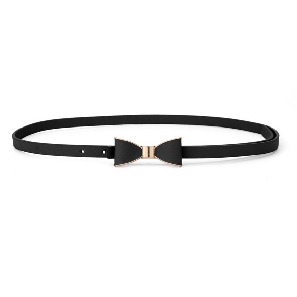 Cinturón de Cintura Delgada de Metal Arco-Nudo Sin Hebilla uxcell Negro L