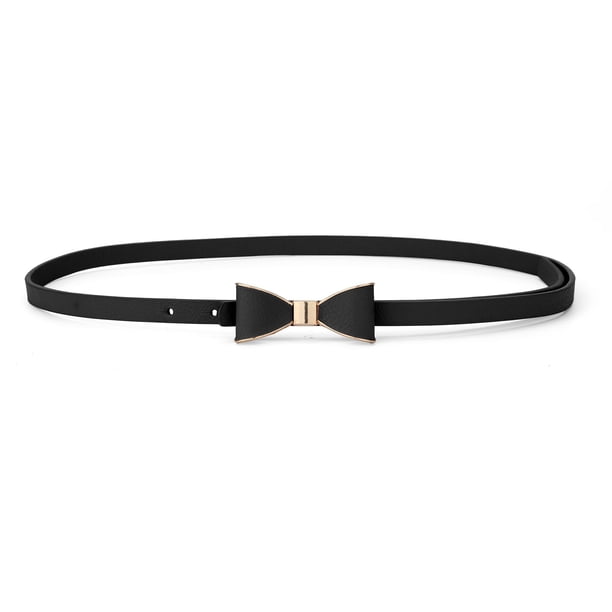 Cinturón de Cintura Delgada de Metal Arco-Nudo Sin Hebilla uxcell Negro L