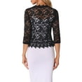 thumbnail image 3 of Floral Lace Shrugs for Women's Evening 3/4 Sleeves Formal Elegant Bolero Cardigan XL Black, 3 of 6