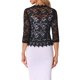 thumbnail image 3 of Chal de Encaje Floral para Mujeres, Manga 3/4, Formal, Elegante, Cárdigan Bolero, Talla XS, Negro, 3 of 6