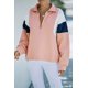 thumbnail image 3 of ABPHQTO Sudadera de mujer rosa con parche de bloque de color en el bíceps y media cremallera, 3 of 5