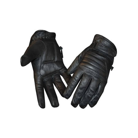 Black Soft Fleece - Redline Women's Soft Fleece Lining Motorcycle Leather Gloves, Black GL-56