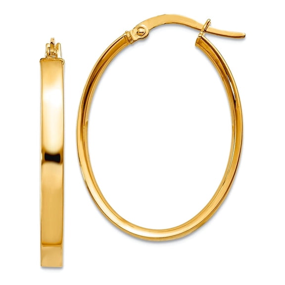 10k Solid Yellow Gold 3mm Oval Hoop Earrings 19x22mm Wide 3mm Thick Hoop Earring for Women