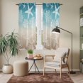 thumbnail image 6 of Teal Ombre Coastal Kitchen Curtains 63 Inch Length, Sea Nautical Summer Beach Starfish Coral Tiers Curtains for Living Room Berdoom, Light Filtering Drapes Window Treatment 2 Panels 42"Wx63"L, 6 of 8
