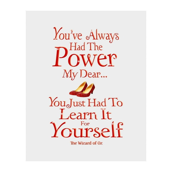 Wizard of Oz Inspirational Quotes Wall Art Print - "You've Always Had The Power" Motivational Typographic Decor for Living Room, Office and Baseball Decor