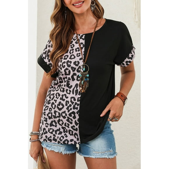 a.Jesdani Sleek Black Leopard Print Top - Bold & Chic Fit!