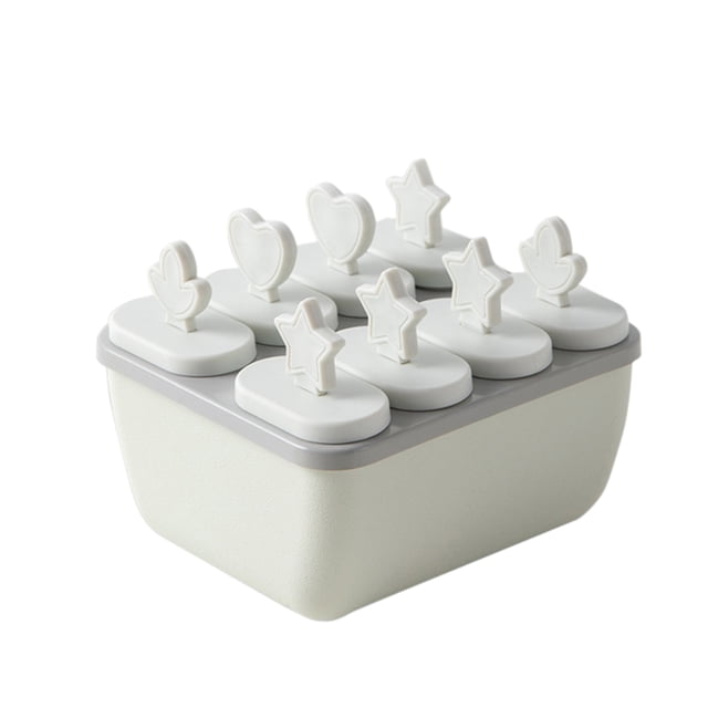 Bewildely Molde de helado de forma cuadrada de 6/8 celdas, máquina para hacer postres y frutas hecha a mano, bandeja reutilizable para cubitos de hielo, Cocina y Comedor gris blanco Bewildely HA006688-04