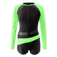 thumbnail image 3 of XIYON One Piece Swimsuit Women Rash Guard Color Block Swimsuit Boyleg Long Sleeve Bathing Suit Upf 50 Zipper Surfing Wetsuit Athletic Swimwear Swim Suits 2026, 3 of 3