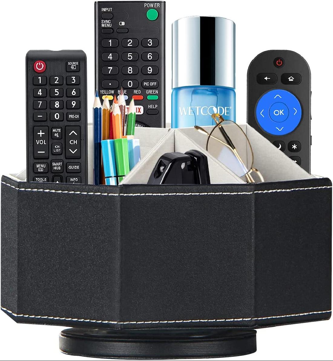Remote Control Holder, Swivel Desk Organizer and Decorations for Living