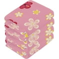 thumbnail image 3 of Cute Flowers Pink Washcloth 12x12in Set, 4 Pack Absorbent Cotton Towel Square Kitchen Dishes Towels, Soft Cleaning Face Hand Towel Fast Drying, 3 of 7