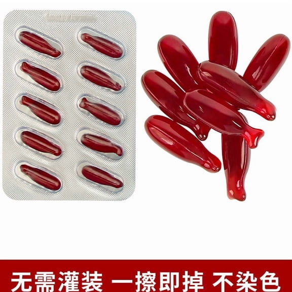 Stage Blood Capsules Fake Blood Pills for Theatrical Makeup Halloween Party and Haunted House Prop Use 2 Pack
