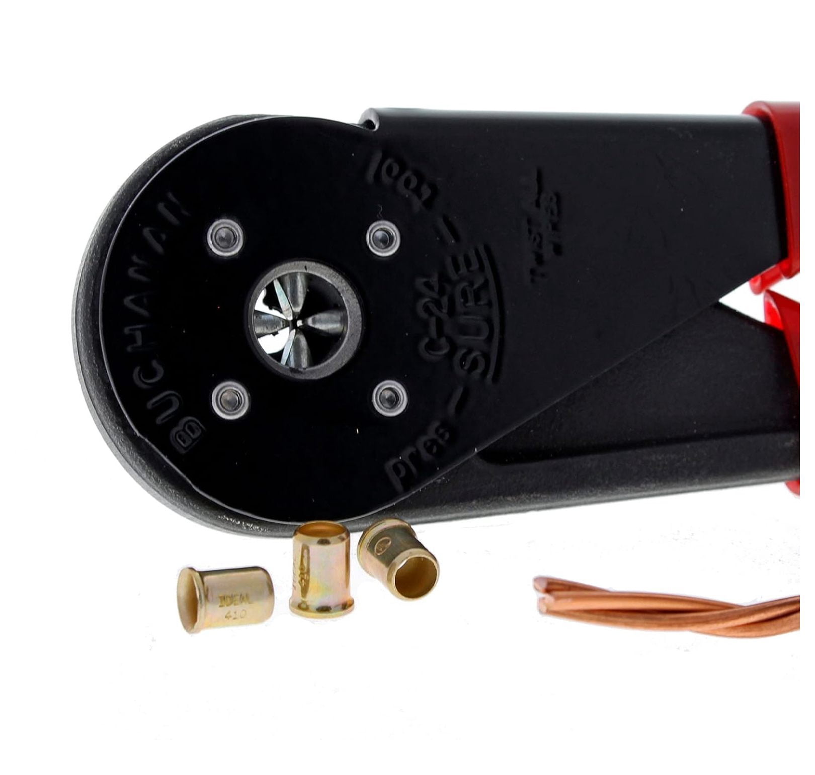 INDUSTRIES INC. C24 Four-Way Crimp Tool – Spring Loaded, Fingertip Adjustment Wire Crimper for Two Connector Sizes
