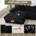 thumbnail image 3 of 111" Modern Sectional Couches, L-Shaped Corduroy Couch with Extra-Wide Chaise Lounge, 8 Pillows, Comfy Deep Seat Corner Sofa for Living Room (Black, 111" W Left Facing Chaise), 3 of 7