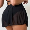 thumbnail image 2 of BYHONG Drawstring Cover Women Mesh Beach Shorts Ruffle Ups Side Wrap Beach up up for Swimwear Cover Bikini up Cover Cover Mesh Wraps Skirt Skirt Sheer Bikinis Set Black_004 M, 2 of 9