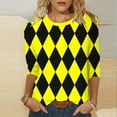 thumbnail image 2 of Women's T-Shirts Plus Size 3/4 Sleeve Crewneck Casual Circle Printed Casual Loose Blouse Tops, 2 of 6