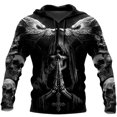 thumbnail image 2 of Sudadera con capucha unisex de estilo hip hop de estilo informal, estilo retro medieval, con estampado 3D de calavera y oración para hombre, 2 of 4